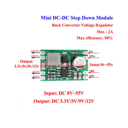 Módulo de fuente de alimentación convertidor DC-DC 8v-55v a 3.3v 5v 9v 12v 2A buck - Imagen 1 de 9