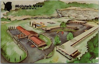 Amsterdam, New York Postcard MOHAWK MOTEL / Artist's Aerial View c1960s Unused