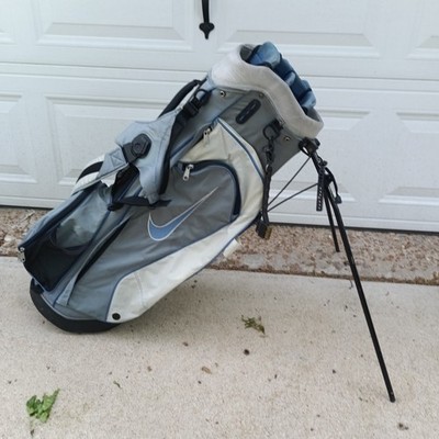 Nike 6 Way Stand Bag Golf Carry Bag Grey White Blue Dual Strap | eBay