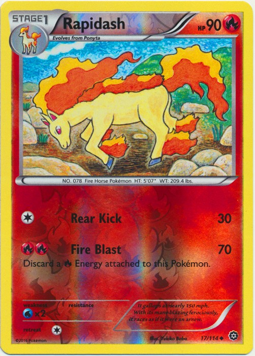 Rapidash - 17/114 - Uncommon - Reverse Holo (Lp) Steam Siege - Fire Pokémon