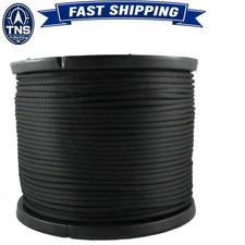 QNR 1/4 inch Black Polyester Rope 500 ft Dacron Low Stretch UV Resistant Indu...