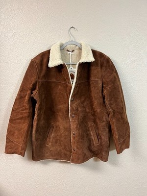 Levi's Suede Leather Sherpa Lined Trucker Jacket Brown Small