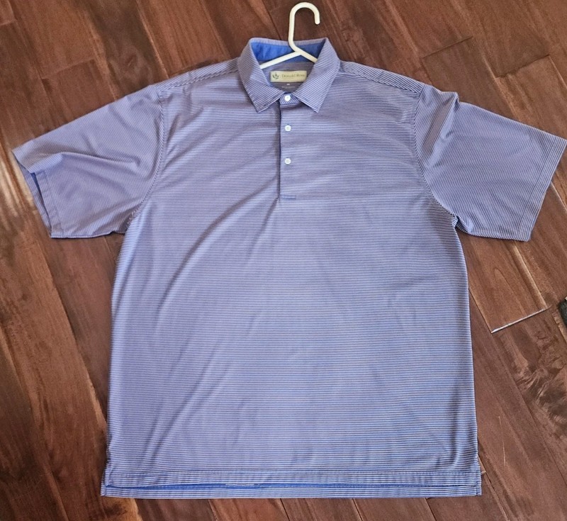 Donald Ross Polo Shirt XXL Royal Blue  Stripe Golf Performance Sportswear 