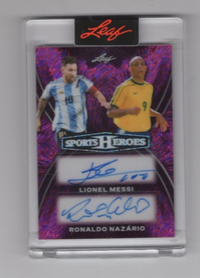 Lionel Messi Ronaldo Nazario 2026 Leaf Metal Sport Heroes Auto