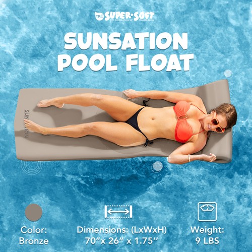 TRC Recreation Sunsation 1.75" Thick Foam Lounger Pool Float, Bronze (Open Box) - 第 2/11 張圖片