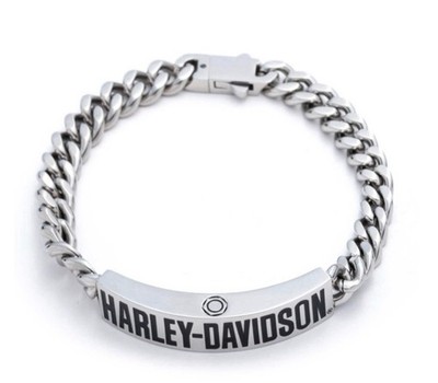 ♦︎Harley-Davidson ロゴ ブレスレット Harley Davidson Men's HD Logo Curb Chain Bracelet 9