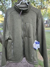 Smith's Workwear Jacket Men's L Sherpa-Lined Olive Green Sweater Fleece Full-Zip