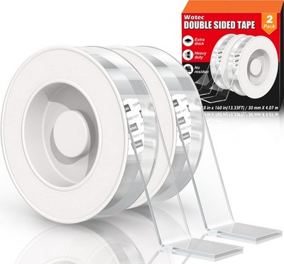 2 Pack Extra Large Double Sided Tape Heavy Duty Removable 1.18 Inch x 160 Inc...