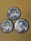 Lot of (3)  1964 Washington 90% Silver Quarters Circulated Ungraded Beauty #100