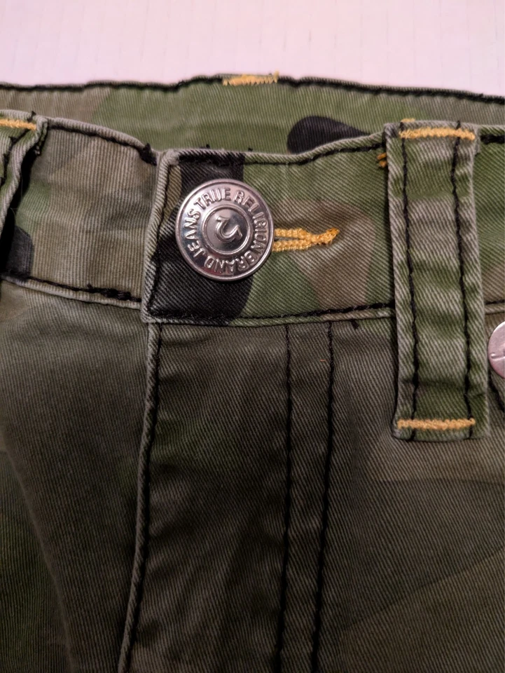 Pantalones Cortos De Colección True Religion Camuflados Carga Niños Grandes Verde Negro Herradura Y2K Foto 2 de 4