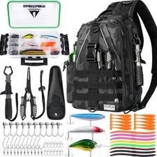 Fishing Backpack Tackle Sling Bag-Backpack with Standard Black Camouflage Set