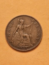 1933 GREAT 🇬🇧 BRITAIN 1/2 ONE HALF PENNY WORLD COIN KM837 VG-FINE FREE SHIP 