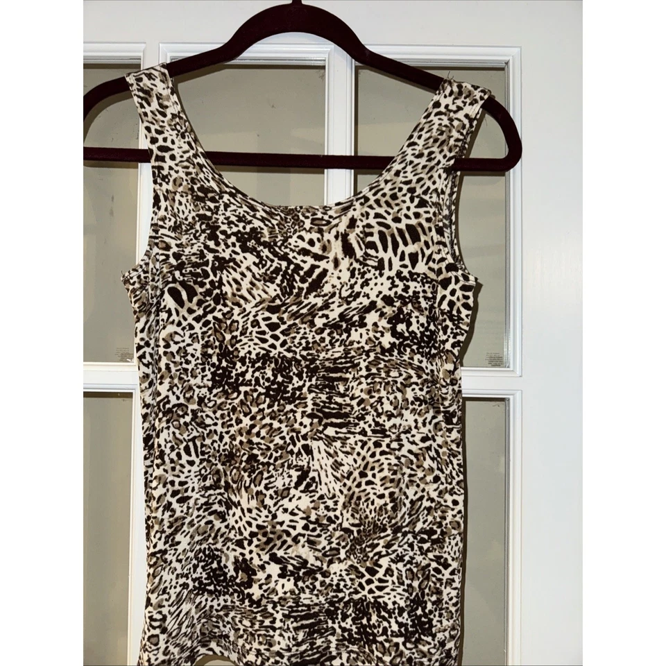 Chico's Travelers Animal Print Brown Tank Stretch Size 0 Packable - Image 3 of 3