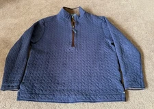 Tommy Bahama Reversible Quarter Zip Henley Pullover Blue Large