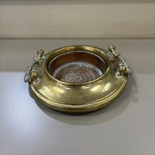 "Antiguo brasero español de cobre y latón del siglo XIX / quemador de carbón / cenicero, 6"""