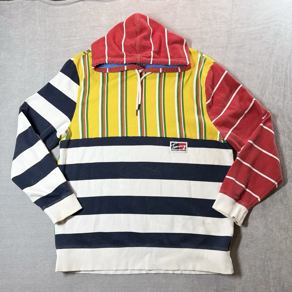 Tommy Hilfiger Denim Colorblock Sudadera con Capucha Estilo Retro Para Hombres 2XL XXL DE COLECCIÓN Foto 2 de 4
