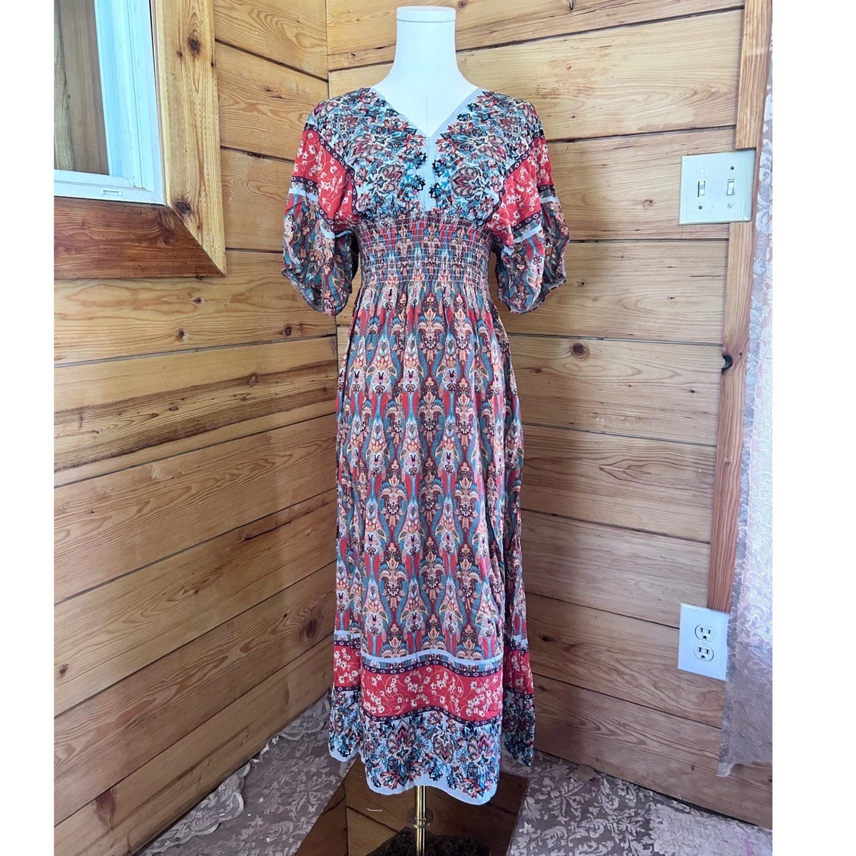 ebay boho maxi dress Lucia Off-Shoulder Boho Bohemian Wedding Festival Maxi Dress One Regular Size