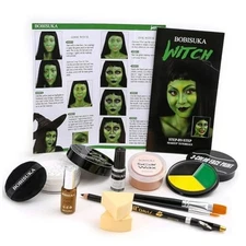 Halloween Witch Makeup, Complete Green Witch Make Up Kit Witch SFX Makeup Kit