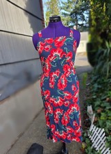 Chelsea 28 Floral Sleeveless Midi Sundress 100% Viscose Navy Red S