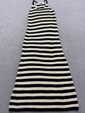 Mango Basics Striped Knit Long Dress Size Small Black & White
