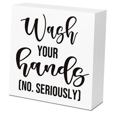 LVQHI Funny Bathroom Vanity Shelves Decor, Wash Your Hands No Seriously white