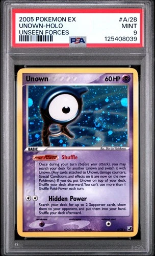 Unown Holo A/28/115 PSA 9 Unseen Forces Pokemon Card