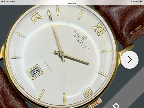 Breitling 34mm Mechanical in superb order gold plated immaculate signed .