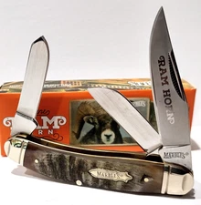 Marble's Genuine Rams Horn Handles 3 Blade Stockman Folding Pocket Knife MR359
