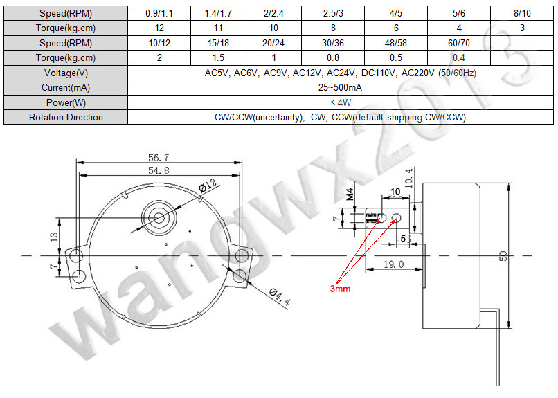 AC 12V 220-240V TYC-50 Motor AC Drive Non-directional Synchronous Motor | Philippines - Foto 7