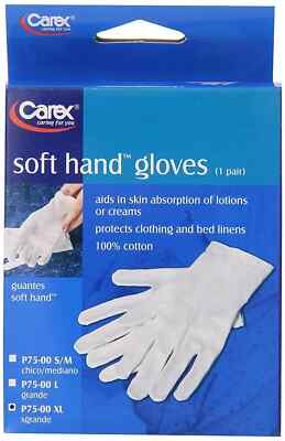 Carex Soft Cotton Hand Gloves Protects Clothing and Bed Linen Extra Large 1 Pair