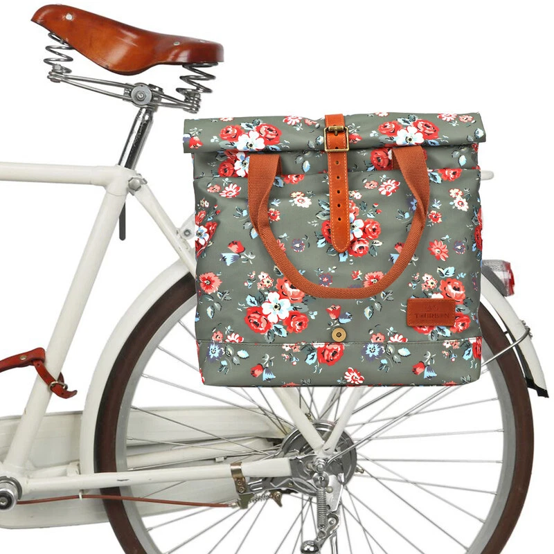 TOURBON Cycling Roll Top Shoulder Bag Canvas Bike Single Rear Pannier Women Gift Foto 4 de 4