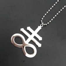 Leviathan Satanic Cross Pendant Stainless Steel Necklace w/ 30" ball Chain