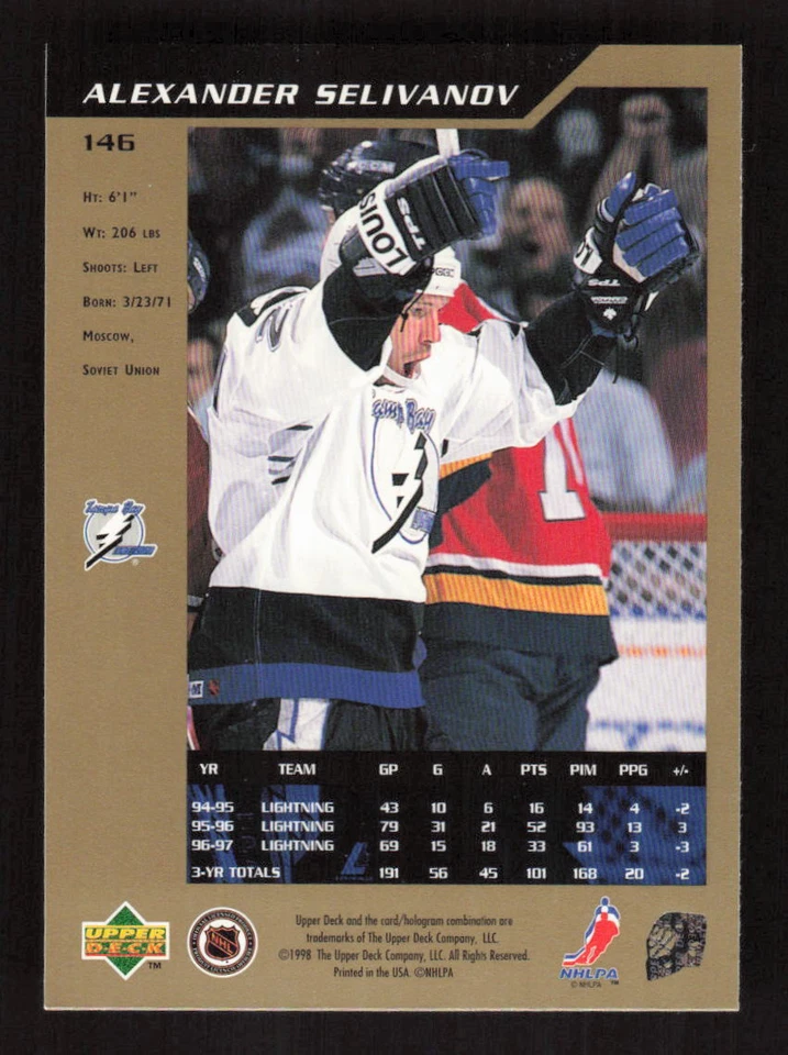 1997-98 SP Authentic #146 Alexander Selivanov Tampa Bay Lightning - Image 2 of 2
