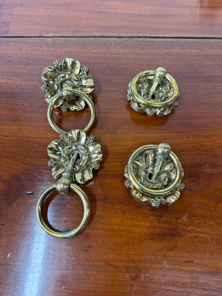 Antiguo clásico 1820 federal hardware imperio anillo tiradores conjunto bronce Foto 2 de 4