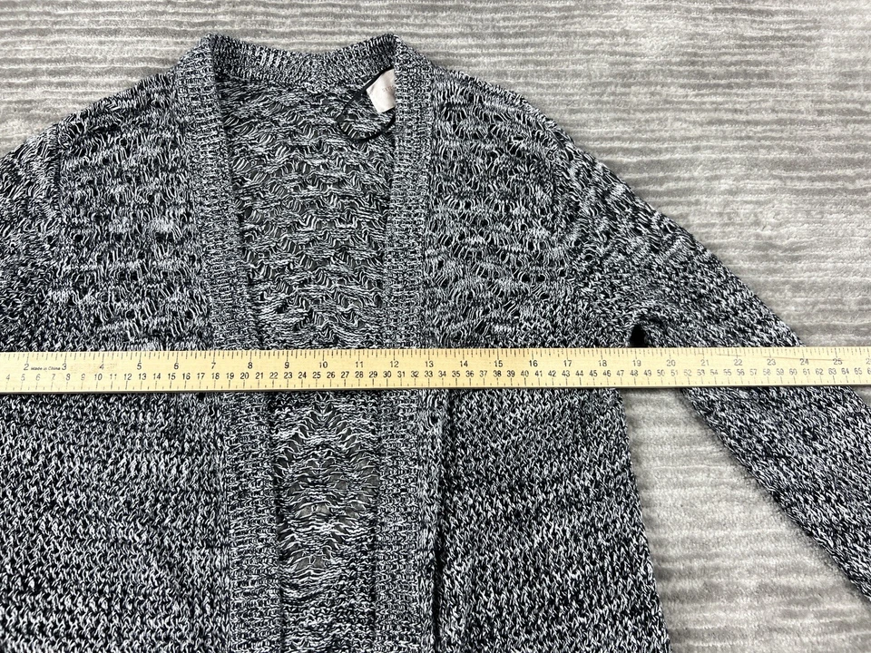 Небеса синий свитер женщин маленький серый многоцветный длинным рукавом открытый передний - Изображение 4 из 4