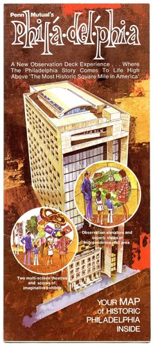Penn Mutual Observation Deck - Philadelphia PA - Vintage 1975 Brochure / Map