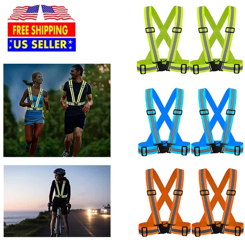 2PCS Safety Vest with High Visibility Reflective Belt Stripe Security Adjustable - product listing photo