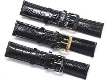 22mm Dark Brown Croco Embossed Leather Watch Strap Silver, Gold, Black Buckle