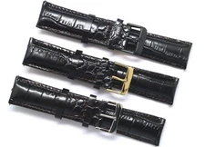 22mm Dark Brown Croco Embossed Leather Watch Strap Silver, Gold, Black Buckle