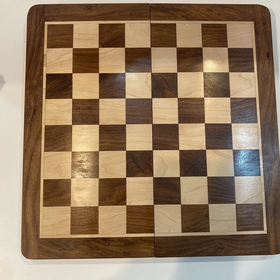 12X12" Foldable Magnetic Chess Set Board Games, Handmade India Acacia & Boxwood - Image 2 of 4