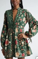 FARM RIO Pineapple Garden Long Sleeve Button Front Minidress