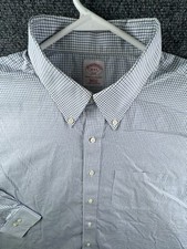 Brooks Brothers Long Sleeve Button Up Shirt Men Blue Check 18 34/35 Regular Fit