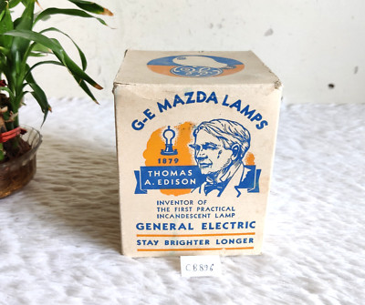 Vintage G-E Mazda Lamps Thomas A.Edison General Electric USA Cardboard Box CB896