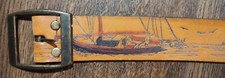VINTAGE Leather Belt Size 46 Yachting Scene Sailboat Ship King Size Co.