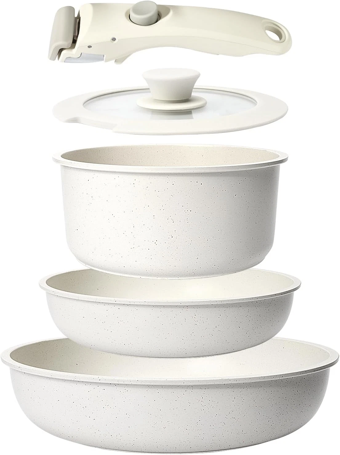 5-Piece Nonstick Cookware Set with Detachable Handle, Induction & Oven Safe