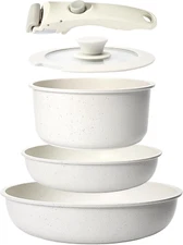 5Pcs Pots and Pans Set Non Stick, Cookware Sets Nonstick Detachable Handle, Indu