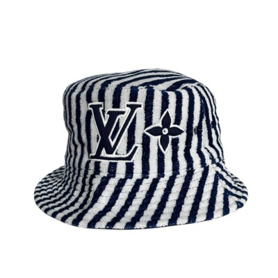 LOUIS VUITTON Hat Cotton NVY Navy Border Men's M77622 | eBay