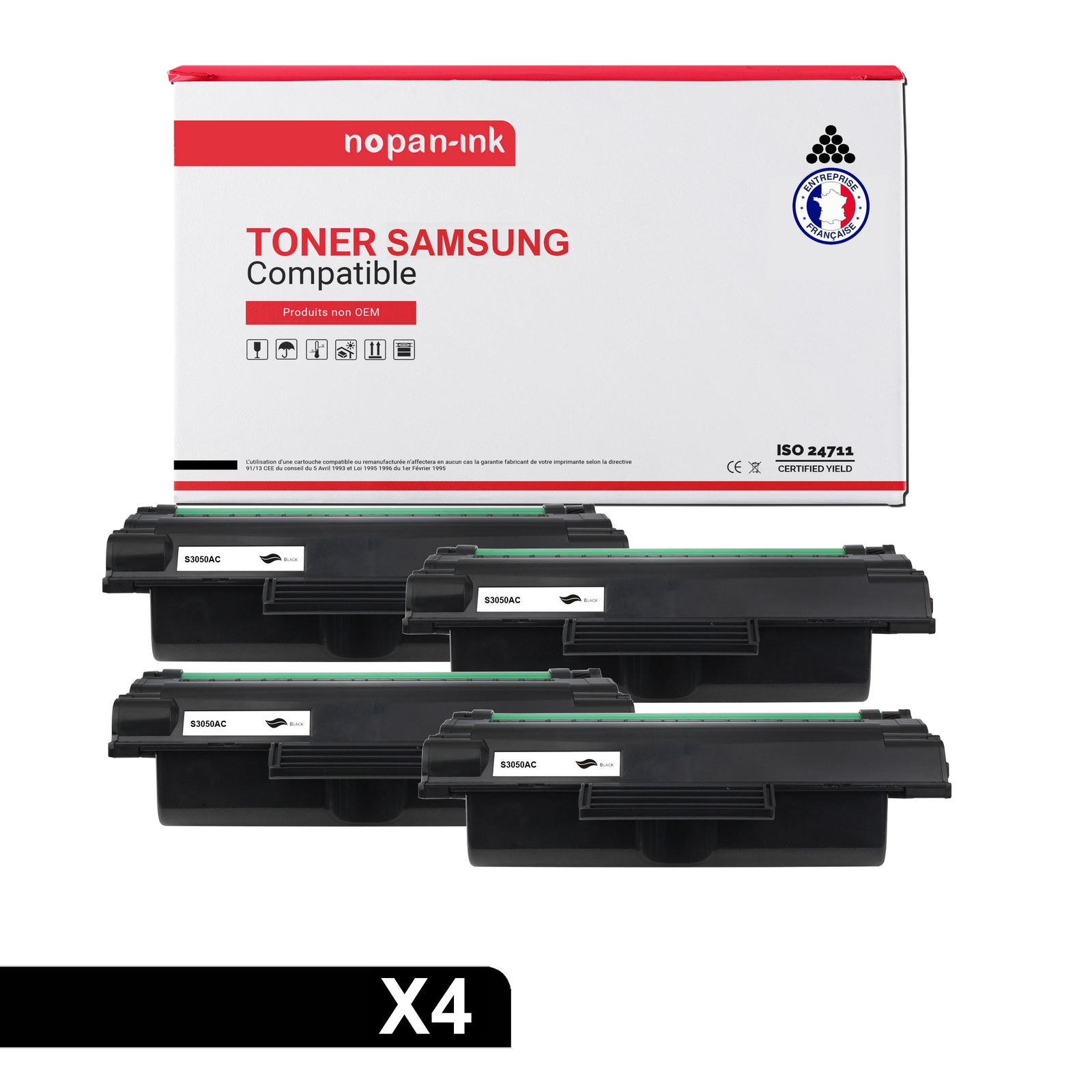 Pack 4 toners noirs compatibles avec imprimante Samsung ML-D3050A Nopan-Ink