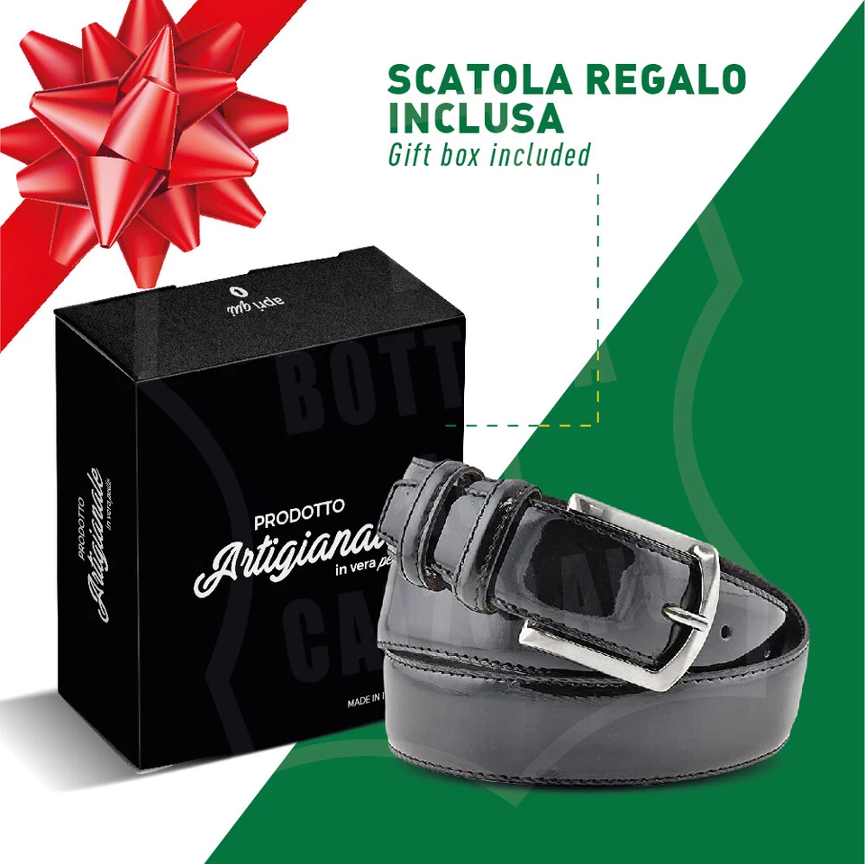 Cintura in vernice elegante classica nero uomo donna per abito da cerimonia - Immagine 2 di 4