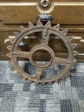 Antique Cast Iron Gear 15" Vintage Sprocket Steampunk Industrial Farm Cog Wheel